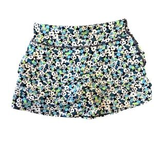 Athleta Girl Swing Skort  Girls XL 14 Floral Teal Blue Tiered Athletic Skirt